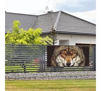 Bandiere e cartelli con testa di lupo marrone da appendere alla parete bandiera con corda per appendere 89 x 180 cm banner per feste poster fondali per feste interni ed esterni Capodanno, laurea