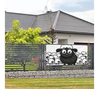 Bandiere e cartelli da appendere alla parete con motivo di pecore bianche e nere, con corda per appenderlo, 61 x 119 cm, per feste, sfondo per interni ed esterni, Capodanno, laurea, matrimonio, festa