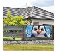 Bandiere e cartelli da appendere alla parete con simpatico pinguino in stile cartone animato, bandiera con corda per appenderla, 61 x 119 cm, per feste, poster per feste per interni ed esterni