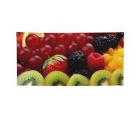 Bandiere e cartelli di frutta fresca bandiere da appendere alla parete Banner personalizzato per feste con 4 fori sfondo con testo fotografico sfondo per feste di compleanno per interni ed esterni