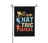 Bandiere Eat Sleep Hat Trick Repeat, bandiere da giardino Eat Sleep Hat Trick Repeat, bandiere da giardino originali 12x18, bandiera decorativa bifacciale per casa, giardino, patio e cortile