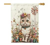 Bandiere esotiche primaverili per gatti a pelo corto, 71 x 101 cm, per esterni, bandiere verticali standard in lino per animali domestici, decorazione per esterni stampata sul cortile del cortile