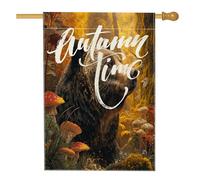 Bandiere estetiche autunnali per la casa dell'orso bosco 71 x 101 cm su entrambi i lati per esterno, autunno foresta animali selvatici tela verticale bandiera per la casa, paesaggio scenico cortile