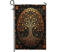 Bandiere estetiche da giardino con albero della vita autunnale 30,5 x 45,7 cm, double face, per esterni, in acero autunnale, vintage anni '70, bandiera per la casa in tela per il Ringraziamento