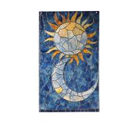 Bandiere estetiche in vetro colorato, luna, sole, marmo, cortile, casa, bandiere, 0,9 x 1,5 m, con occhielli, per interni ed esterni, feste e decorazioni per la casa