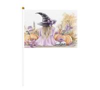 Bandiere estetiche per Halloween, motivo: teschi autunnali, piccole bandiere tenute in mano, mini bandiere su bastone per feste, attività di squadra, sfilate, decorazione per le vacanze, confezione da