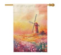Bandiere estetiche per la casa del mulino a vento, 71,1 x 101,6 cm, double face, decorative esterne, paesaggi floreali per fattoria, paesaggio, cortile, tela, bandiere per la casa, bandiere per
