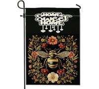 Bandiere estetiche retrò da giardino con api 30,5 x 45,7 cm, double face per esterni, vintage fiori barocchi standard verticali in tela, bandiere per la casa, belle bandiere per cortile cortile