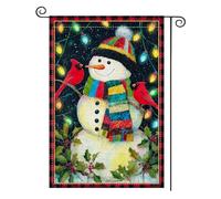 Bandiere Flax Snowman Red Sparrow String Light Bandiere Da Cortile Divertenti Doppia Faccia 30X45Cm Bandiera Da Giardino Per Casa Prato