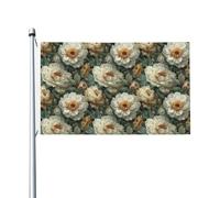 Bandiere floreali ad acquerello con peonie bianche da cortile, striscione di auguri con occhielli per interni ed esterni, decorazioni per la casa