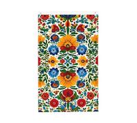 Bandiere floreali arancioni e blu, 3 x 1,5 m, mandala floreale da giardino, striscione su entrambi i lati, per casa, cortile, esterno, interno, festa decorativa