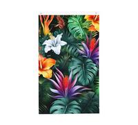 Bandiere floreali con foglie di palma da 0,9 x 1,5 m, bandiera tropicale da giardino della giungla, striscione su entrambi i lati, per casa, cortile, esterno, interno, feste decorative