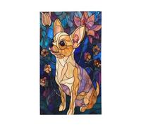 Bandiere floreali in vetro colorato, motivo chihuahua, con occhielli, per interni ed esterni, feste e decorazioni per la casa, 9 x 1,5 m