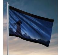 Bandiere funy con sagoma di una persona in piedi sotto un cielo notturno stellato. Bandiere alla moda per camera ragazzi regali divertenti per capo (60 x 90 cm)