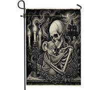 Bandiere gotiche da giardino koala di Halloween, 30,5 x 45,7 cm, double face, per esterni, vintage, gotico, spettrale, scheletro, bandiere verticali standard in tela per casa, teschio anteriore