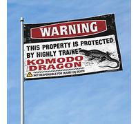 Bandiere grafiche per avvertimento della stanza, questa proprietà è protetta da una bandiera del drago Komodo altamente addestrata, decorazione hippie (152 x 244 cm)