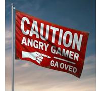 Bandiere grafiche per la stanza Attenzione: Angry Gamer In The House! Bandiere bandierine per esterni per adolescenti (30 x 45 cm)