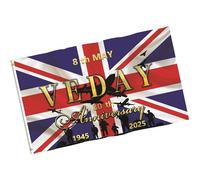 Bandiere grandi per l'80° anniversario resistenti allo sbiadimento, 1,5 x 0,9 m, per istituzioni educative e riunioni pubbliche, 1 bandiera VE Day