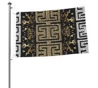 Bandiere greche Grunge Spotted Gold Silver D da 90 cm x 60 cm con occhielli, aste portabandiera da giardino personalizzate