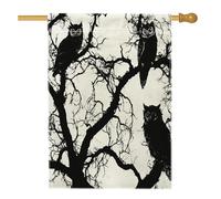 Bandiere horror gotiche per la casa del gufo di Halloween 71 x 101 cm su entrambi i lati per esterni, goth spaventoso foresta albero lino verticale tela bandiera casa, raccapricciante cortile cortile