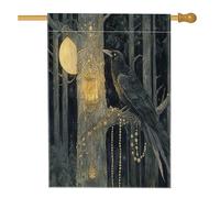 Bandiere horror gotiche per la casa di corvo di Halloween, 71 x 101 cm, double face, vintage, gotico, spaventoso, rosa, corvo, tela verticale, bandiera per la casa, raccapricciante per cortile
