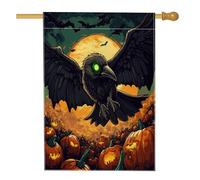 Bandiere horror per Halloween, 71 x 101 cm, double face, per esterni, motivo cartone animato, zucca spaventosa, corvo, tela verticale, bandiera per la casa, raccapricciante per cortile sul cortile