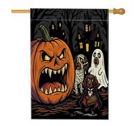 Bandiere horror per la casa del cane Boykin Spaniel di Halloween Horror 60 x 101 cm su entrambi i lati per esterni, casa infestata tela verticale bandiera per la casa, spaventosa bandiera con stampa