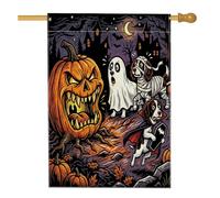 Bandiere horror per la casa del cane Springer Spaniel di Halloween Horror, 71 x 101 cm, double face, per esterni, casa infestata, tela verticale, bandiera per la casa, spaventosa per cortile anteriore