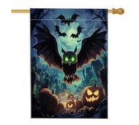 Bandiere horror per la casa di Halloween con gufo, 71 x 101 cm, double face, per esterni, motivo zucca spaventosa, tela verticale, bandiera per la casa, raccapricciante per cortile anteriore cortile