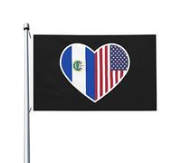 Bandiere "I Love America" e "El Salvador" per esterni, 3x5 piedi, in poliestere resistente, bifacciali, per casa, cortile, festival, decorazioni da giardino, bandiere di benvenuto.