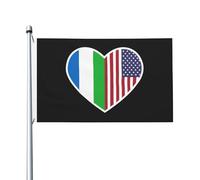 Bandiere "I Love America" e "Sierra Leone" per esterni, 3x5 piedi, in poliestere resistente, bifacciali, per decorazioni da giardino, per casa, cortile, festival, bandiere di benvenuto.