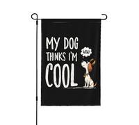 Bandiere "Il mio cane pensa che io sia figo", Bandiera da giardino "Il mio cane pensa che io sia figo", Bandiere da giardino divertenti, 12x18 cm, bifacciali, per decorazioni da giardino per esterni