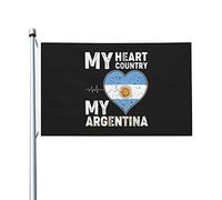 Bandiere "Il mio cuore, il mio paese, la mia Argentina" per esterni, 3x5 piedi, bandiera in poliestere resistente bifacciale per casa, cortile, festival, decorazioni da giardino, bandiere di benvenuto
