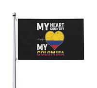 Bandiere "Il mio cuore, il mio paese, la mia Colombia" per esterni, 3x5 piedi, bandiera in poliestere resistente bifacciale per casa, cortile, festival, decorazioni da giardino, bandiere di benvenuto