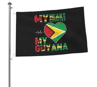 Bandiere "Il mio cuore, il mio paese, la mia Guyana" per esterni, 2x3 piedi, bandiera bifacciale resistente per casa, cortile, festival, decorazioni da giardino, bandiera di benvenuto