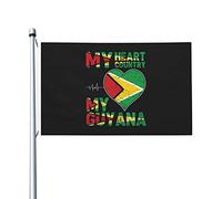 Bandiere "Il mio cuore, il mio paese, la mia Guyana" per esterni, 3x5 piedi, in poliestere resistente, bifacciali, per casa, cortile, festival, decorazioni da giardino, bandiere di benvenuto.