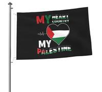Bandiere "Il mio cuore, il mio paese, la mia Palestina" per esterni, 2x3 piedi, bandiera bifacciale resistente per casa, cortile, festival, decorazioni da giardino, bandiera di benvenuto
