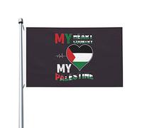 Bandiere "Il mio cuore, il mio paese, la mia Palestina" per esterni, 3x5 piedi, in poliestere resistente, bifacciali, per casa, cortile, festival, decorazioni da giardino, bandiere di benvenuto.