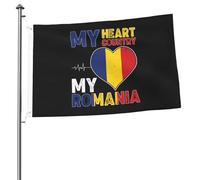 Bandiere "Il mio cuore, il mio paese, la mia Romania" per esterni, 2x3 piedi, bandiera bifacciale resistente per casa, cortile, festival, decorazioni da giardino, bandiera di benvenuto