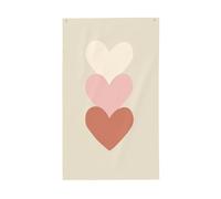 Bandiere impilate a tre cuori per la casa del cortile, 0,9 x 1,5 m, striscione di auguri con occhielli per interni ed esterni, decorazioni per la casa