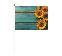 Bandiere in legno con girasoli, piccole bandiere tenute in mano, mini bandiere su bastone per feste, attività di squadra, parate, decorazione per le vacanze, confezione da 10