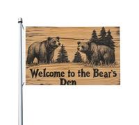 Bandiere in legno con scritta "Welcome to the Bear's Den", 0,9 x 1,5 m, con occhielli, decorazioni per interni ed esterni, feste per la casa