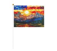 Bandiere in vetro colorato con bandiera americana montagne, piccole bandiere tenute in mano, mini bandiere su bastone per feste, attività di squadra, parate, decorazione per le vacanze, confezione da