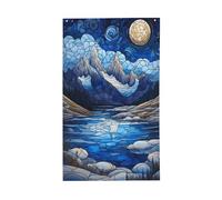 Bandiere in vetro colorato con catena montuosa innevata per cortile, casa, 0,9 x 1,5 m, striscione di auguri con occhielli per interni ed esterni, decorazioni per la casa