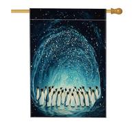 Bandiere invernali antartiche per la casa della grotta dei pinguini antartici, 71 x 101 cm, double face, per esterni, divertente bandiera verticale su tela per la casa, strana bandiera divertente per