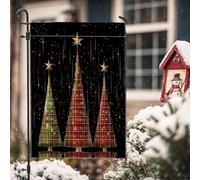 Bandiere invernali da giardino con albero di Natale, 30,5 x 45,7 cm, double face, per esterni, decorazione astratta, per la foresta, in tela, per vacanze, Capodanno, all'aperto, piccola bandiera per