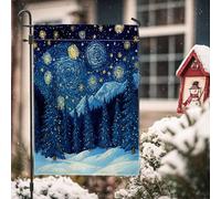 Bandiere invernali da giardino con albero di Natale, 30,5 x 45,7 cm, per esterni, astratte, foresta, neve, bandiere verticali standard in lino per casa, vacanze, Capodanno, cortile, cortile, prato