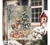 Bandiere invernali da giardino con anatra di Natale, 30,5 x 45,7 cm, double face, per decorazione esterna, bandiera natalizia con animali da giardino, per feste di Capodanno, per esterni, piccola