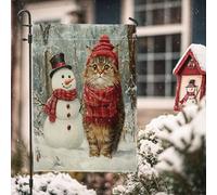 Bandiere invernali da giardino con gatto persiano di Natale, 30 x 45 cm, double face, per esterni, pupazzo di neve, animali domestici, bandiera standard in tela per casa, cortile, cortile, prato