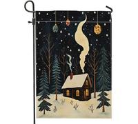 Bandiere invernali da giardino di Natale, 30,5 x 45,7 cm, double face, decorative esterne, stile vintage, motivo natalizio, bandiera per casa, vacanze in fattoria all'aperto, piccola bandiera per
